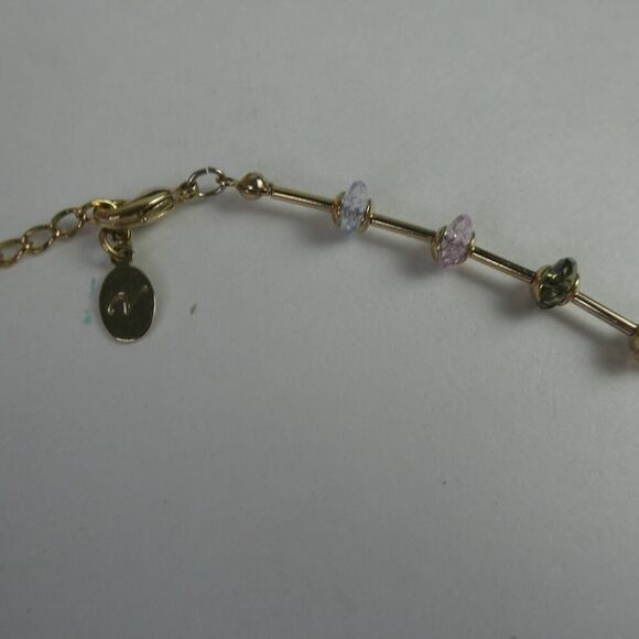 Vida Jewels Gold Tone Pastel Rainbow Sparkly Necklace Bridgerton Regency Stones - Picture 8 of 10